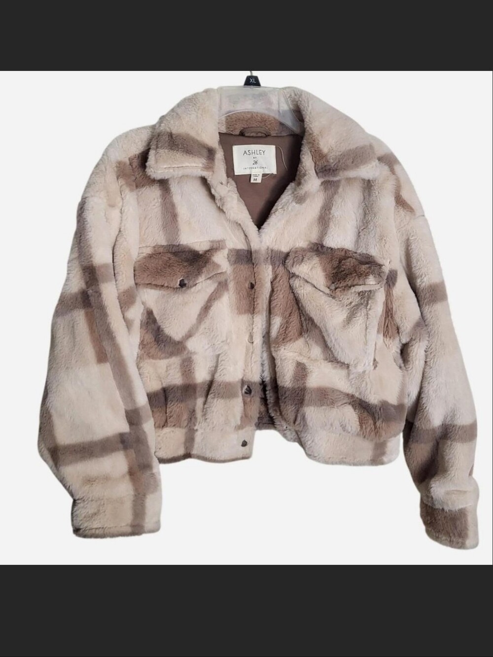 Faux Fur Plaid Style Cropped Jacket